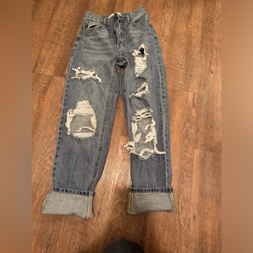 ripped mom jeans.